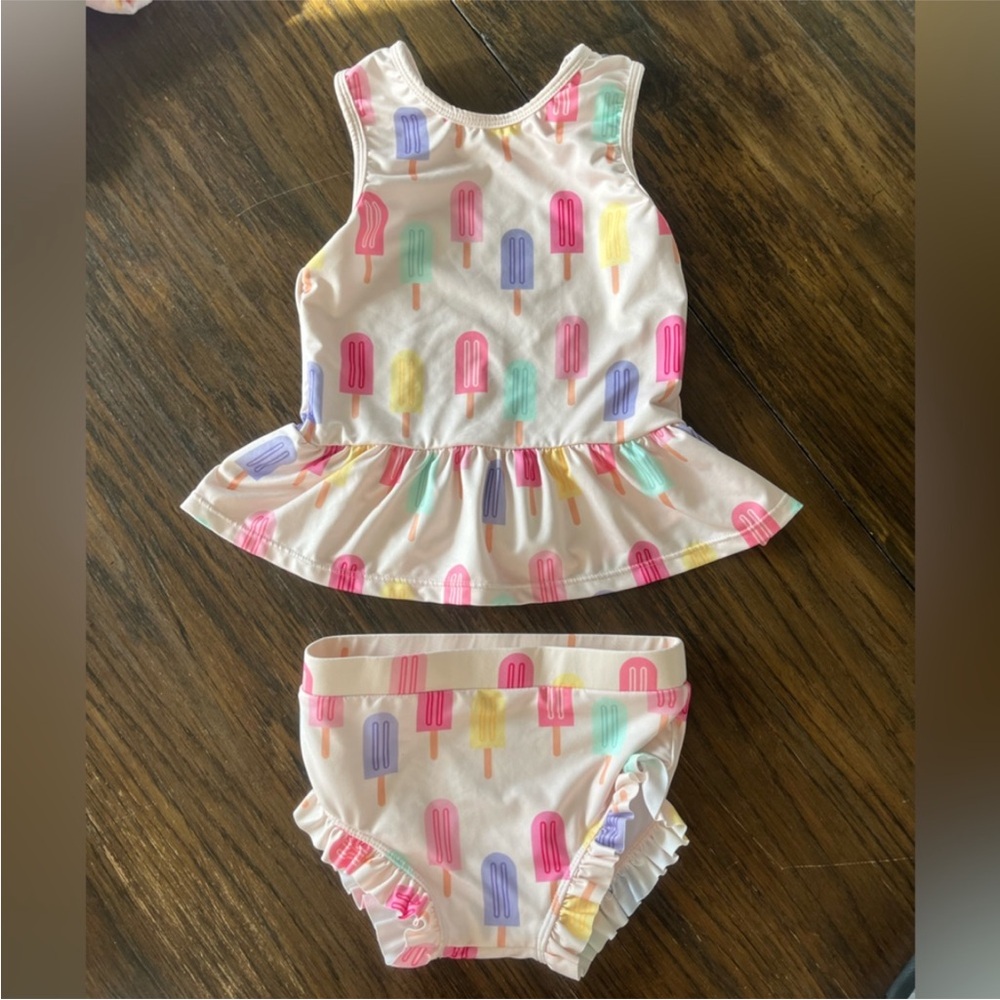 EUC Monica + Andy 3T Girl Popsicle Tankini & Terry Cloth Coverup Swim Set - Picture 3 of 8